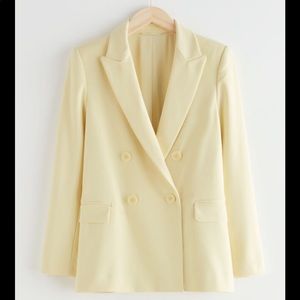 & other stories Boxy Doble Breasted Blazer, Yellow, 2